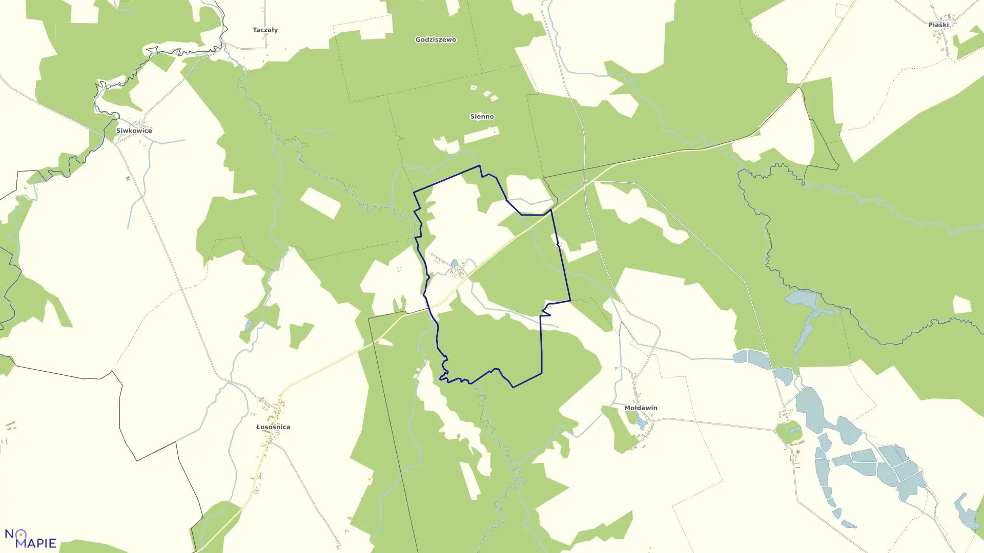 Mapa obrębu Miłogoszcz w gminie Resko