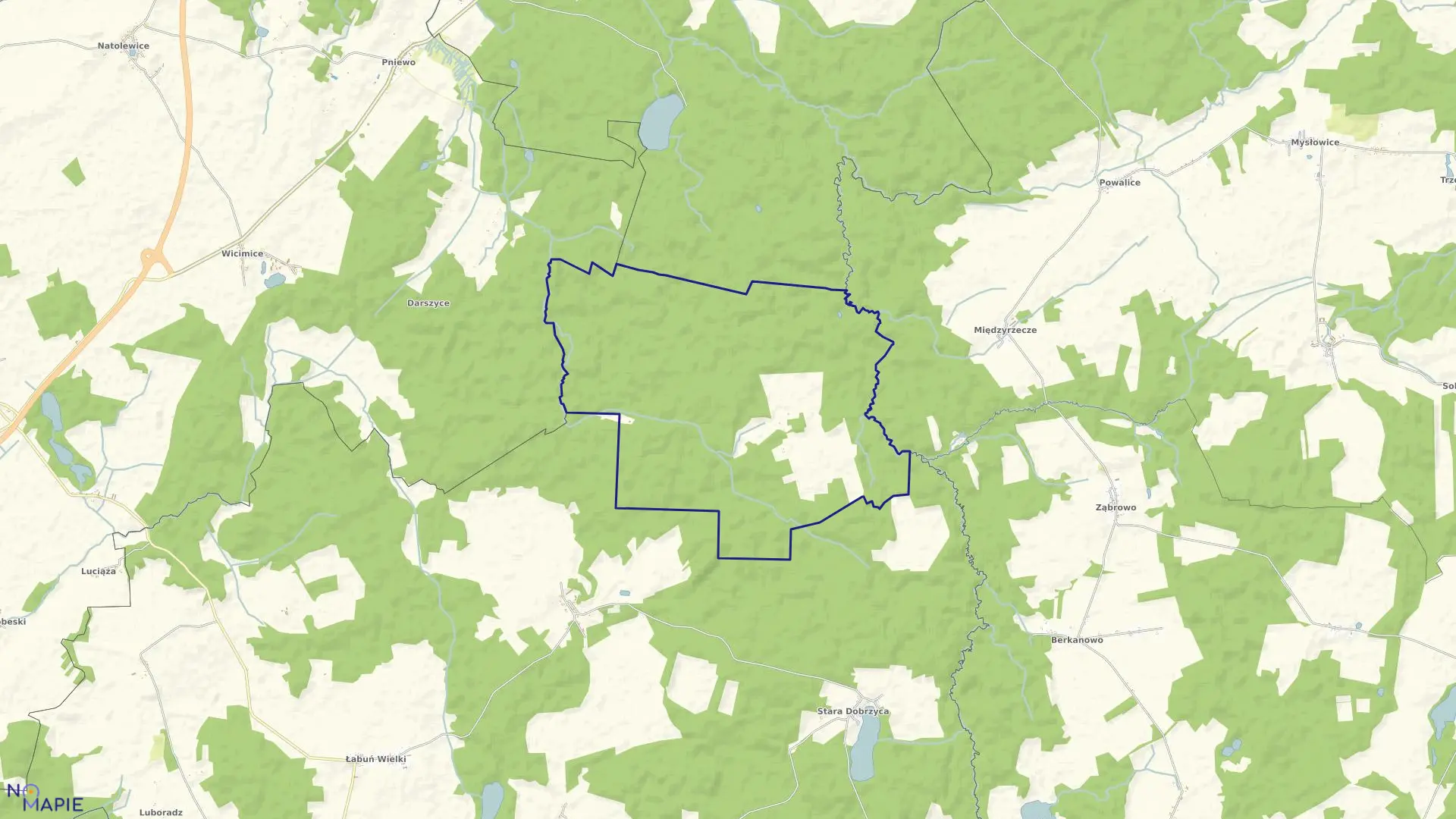 Mapa obrębu Orzeszkowo w gminie Resko